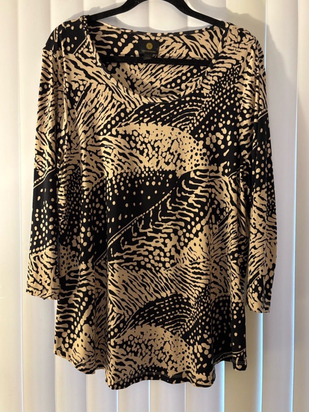 JM Collection Black and Tan Women’s Top Size L - Picture 2 of 8